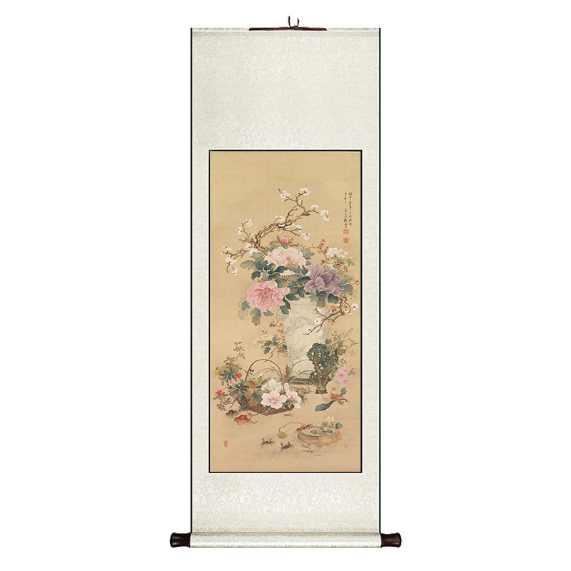 明清古画岁朝图中式卷轴挂画竖版饭厅书房装饰画玄关走廊过道壁画,家居饰品,国画,淘宝优惠券,粉丝福利购,淘宝优惠卷