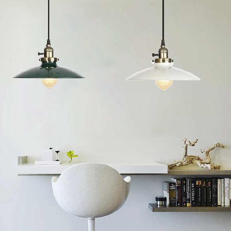 餐厅书房个性美式乡村铁艺多色复古灯具 带开关 简约单头装饰吊灯