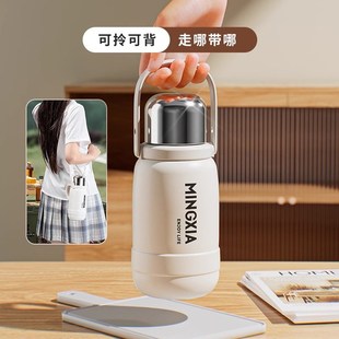 明霞保温杯女2024新款大容量学生上学便携316L不锈钢孕妇保温水壶