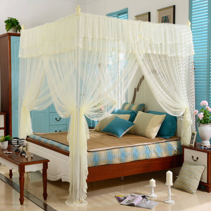 皇博蚊帐公主三开门方顶宫廷不锈钢落地加粗加密