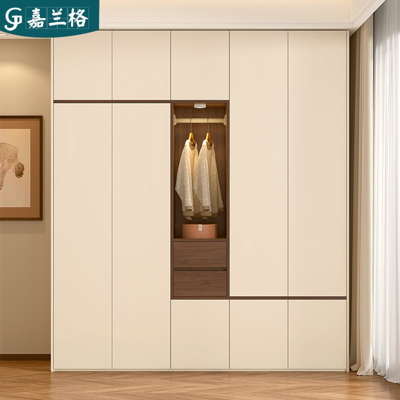 定制网红分段式衣柜家用卧室奶油中古风免拉手衣橱收纳小户型9A59