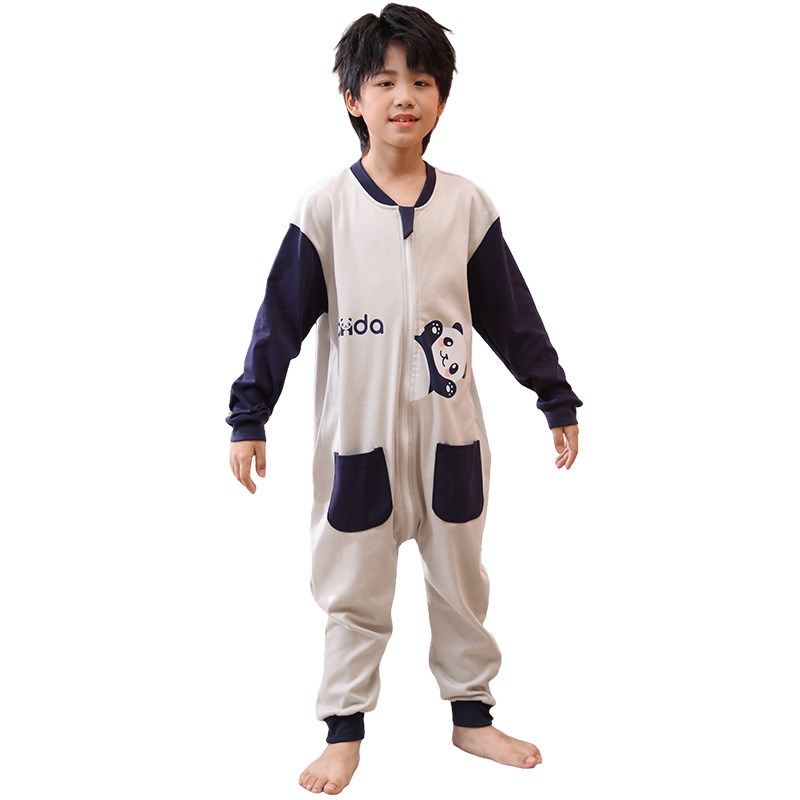 儿童连体衣宝宝防踢连身睡衣男纯棉薄款空调女孩女童睡袋纯棉大码