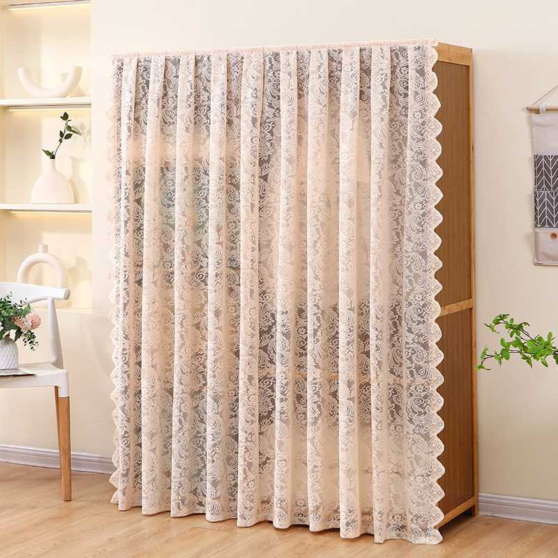 衣柜帘柜子遮挡帘开放式无门衣帽间鞋柜书柜书架帘子法蕾丝防尘帘