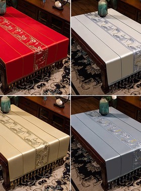 北欧新中式防水茶几布布艺盖布家用客厅餐桌垫长方形台布轻奢桌布