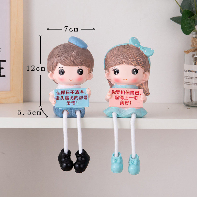 家居客厅装饰婚房摆设墙壁挂件卡通可爱情侣吊脚娃娃小礼品摆件