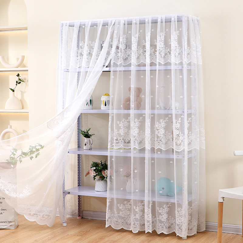 厨房置物架遮挡防尘帘定制蕾丝魔术贴无门柜子杂物橱柜鞋架遮丑帘