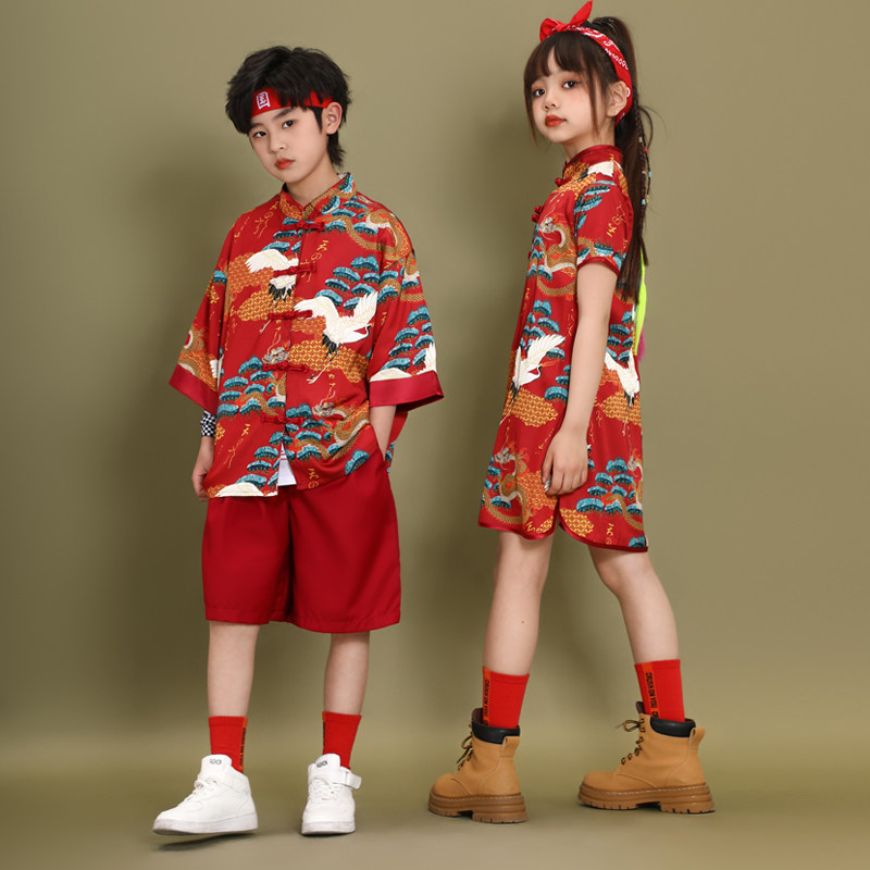 六一儿童演出服女童啦啦队表演服装中国风唐装汉服拉拉队国潮班服