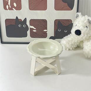 花边飞碟套装 陶瓷宠物碗架猫碗铁架饮水碗零食碗喂食盆高颜值碗