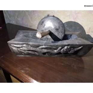 。老式茶碾子天然青石手工磨药功夫茶磨茶叶粉碎手推槽臼碾捣中药