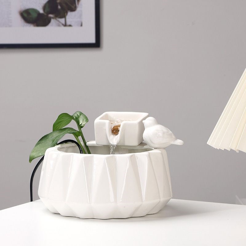 轻奢创意个性桌面小型陶瓷循环流水器猫咪饮水机玄关流水生财送礼