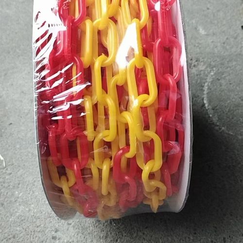 卷装塑料链条50米塑料链条 红白黑黄色胶链警示链条进出口6mm链