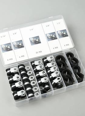 供应42PCS管道卡箍组合盒装盒装金属线夹盒装金属管夹
