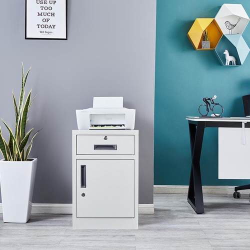 家用钢制收纳矮柜办公室文件铁皮档案柜桌下抽屉式落地小型资料柜