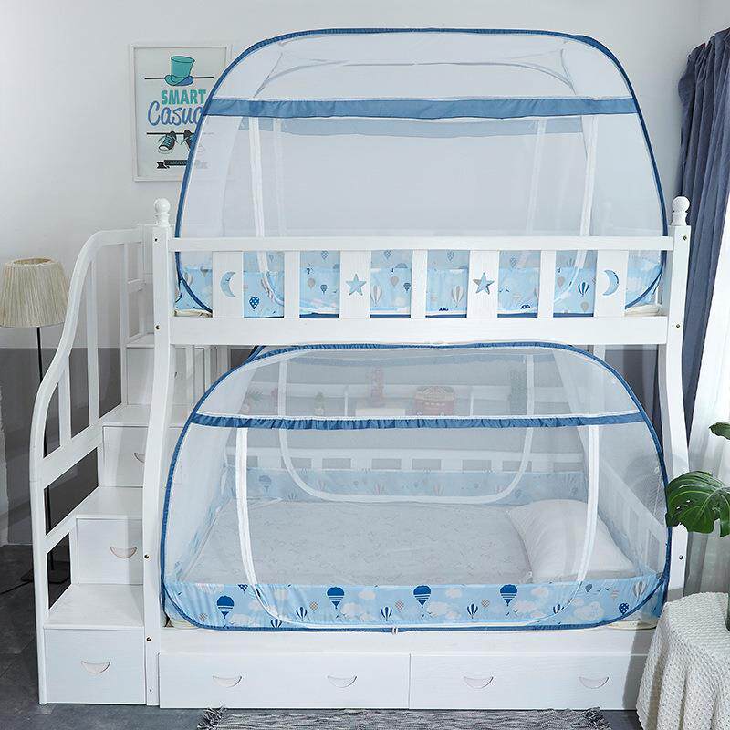 学生免安装蒙古包蚊帐卡通上下铺三开门子母床免安装拉链蚊帐