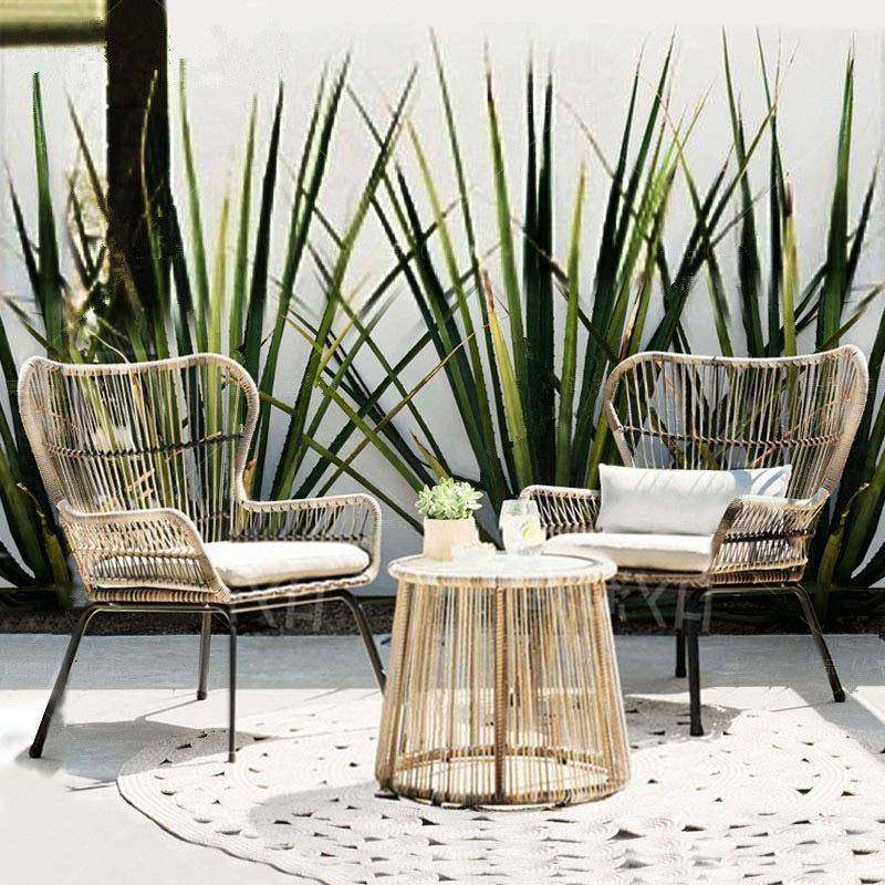 户外桌椅三件套组合简约现代阳台藤椅室外庭院露台阳光房藤编家具