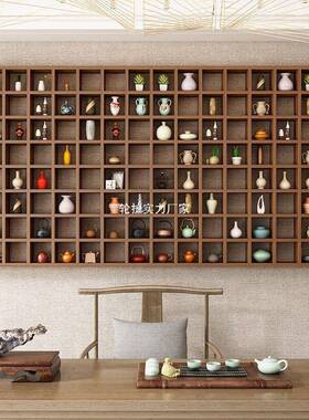 实木多格置物架博子多古架al66542墙壁挂式格收纳柜茶壶上茶杯多