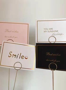 店资材金属插片夹花束仟花杆包装材料卡花艺贺ZUX卡镀金金属插签