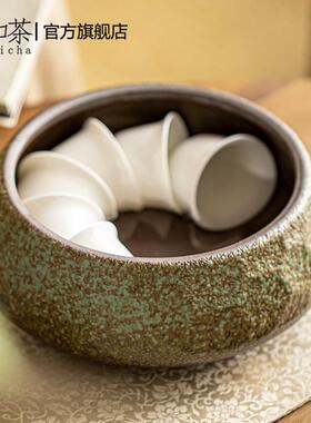 粗陶日式大茶洗水家用茶渣缸陶洗瓷水盂笔洗杯茶杯号收纳93907器