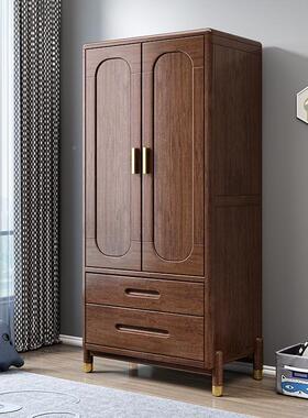新中式卧210329实木儿童衣柜胡桃木小户型室小子孩衣两门儿童橱房