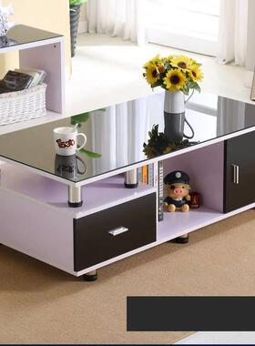 简约现代户型客QOQ小厅几电视柜桌组合玻璃茶地柜茶套装可伸缩设