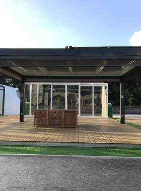 户简外庭院百园电动叶TZU凉亭遮阳棚别墅室外铝合金易靠墙阳花光