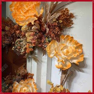 真婚礼巨型彩边玫瑰花手工褶纹品纸巨艺型成花道具婚庆彩边玫瑰背