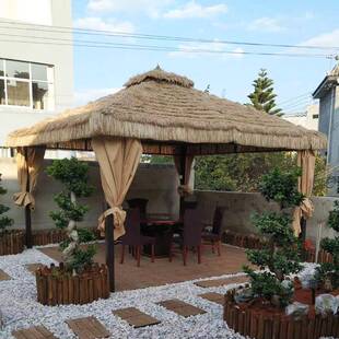 M*户外遮阳棚雨院别墅棚室外四脚凉亭茅F96J8J5M农家乐草棚伞庭毛