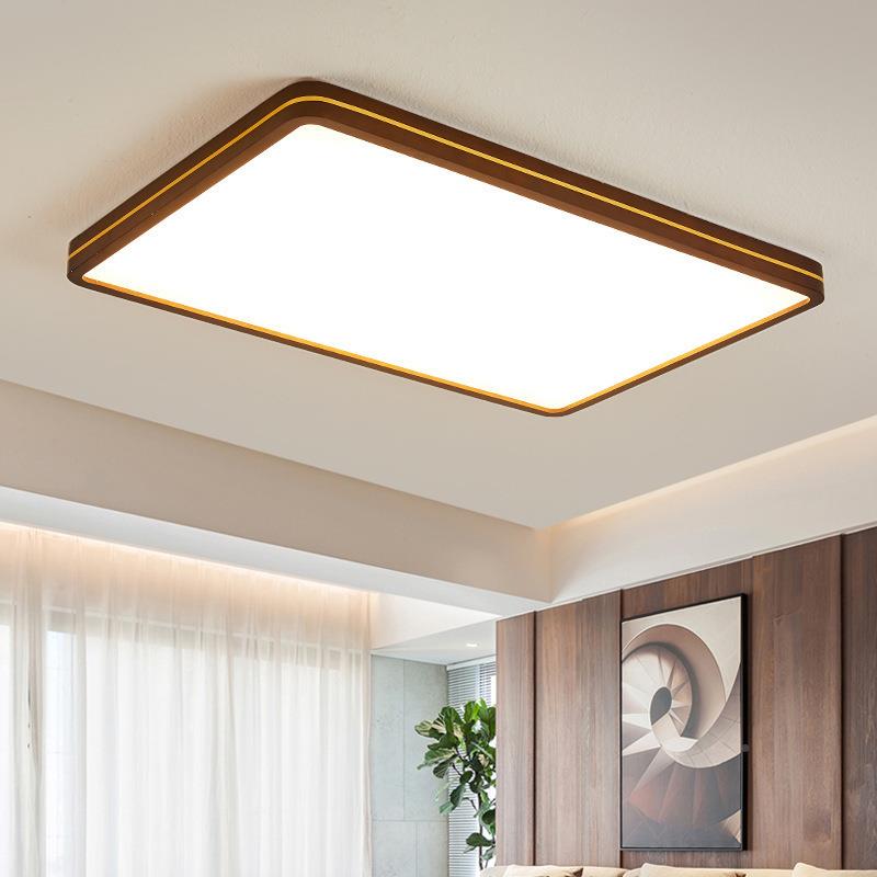 胡桃色吸顶灯23723新中式木木客实厅灯日式原木卧室灯台阳灯全屋