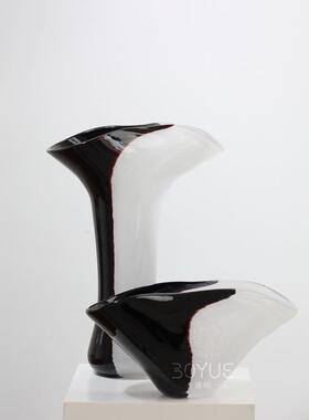 中古风创意水拼接大花口琉璃花墨瓶摆件BY6263样板间民宿厅软装艺