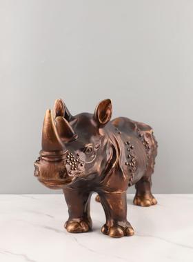 现代1630极牛简个脂性象树犀动物雕塑抽摆件书房玄关电视柜家居装