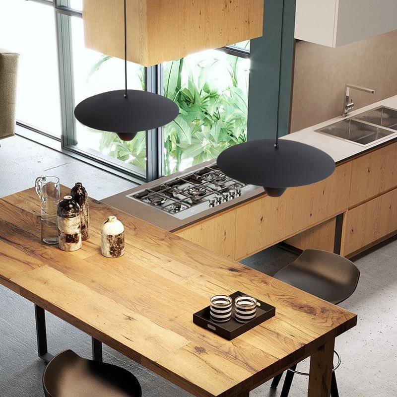 厅餐吊灯现代简约黑骑士岛台吧台193飞碟2吊灯025极简创意圆餐桌