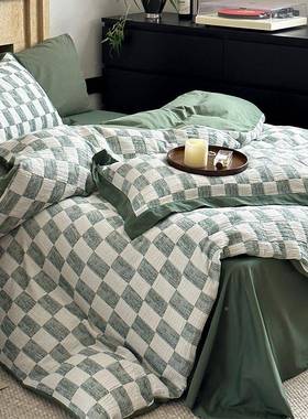 60S纯棉件水棉四套气棋盘系列加厚全棉复空古风CWW-0503床洗单床