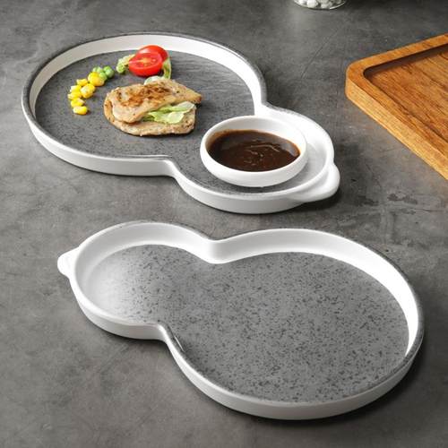 1创胺0个装密盘子仿瓷小吃酒EDG店餐厅意碟境菜平盘意餐具葫芦型