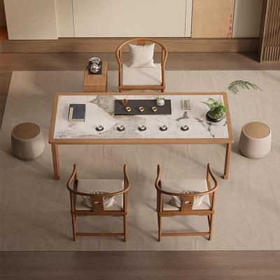 轻奢实木岩板茶现桌PIV代简约桌椅组茶合茶桌茶茶风室几办公室泡