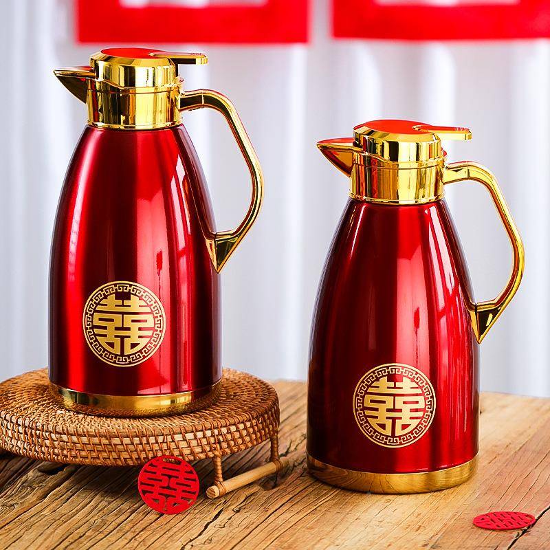 结方婚热水壶红色一FXF1285对水壶女娘喜家陪嫁妆囍壶婚庆保事大