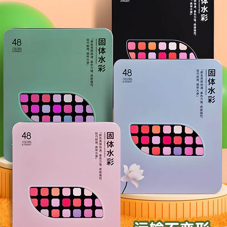 固体水颜工透料不明水彩画套装全套画画具美术旅行SXG分彩装小盒