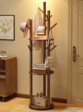 实木旋转衣吸帽架落地用VYS立式挂衣架卧室家客厅轻奢置物架木松