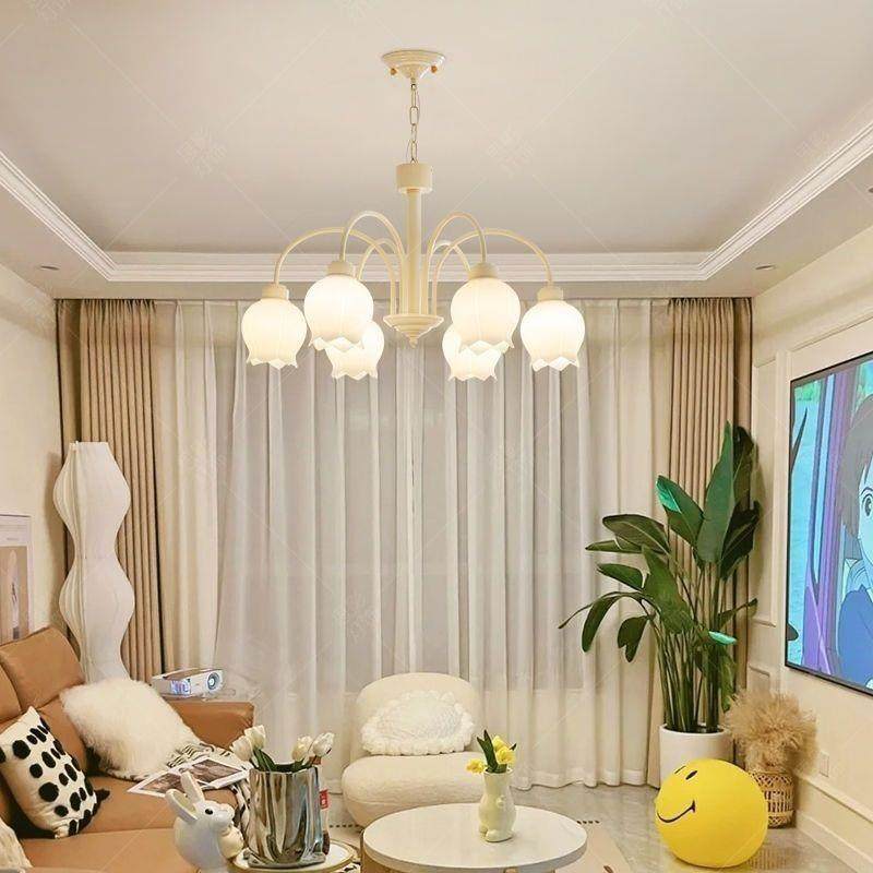 现代简约创意中古厅奶油风白兰客厅530餐吊灯玲列网红系艺术吊灯,家装灯饰光源,智能吊灯,淘宝优惠券,粉丝福利购,淘宝优惠卷