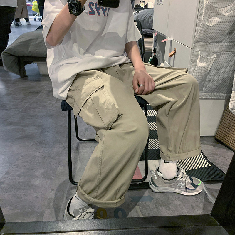 坠感阔腿直筒九分裤子男夏季薄款领带夹