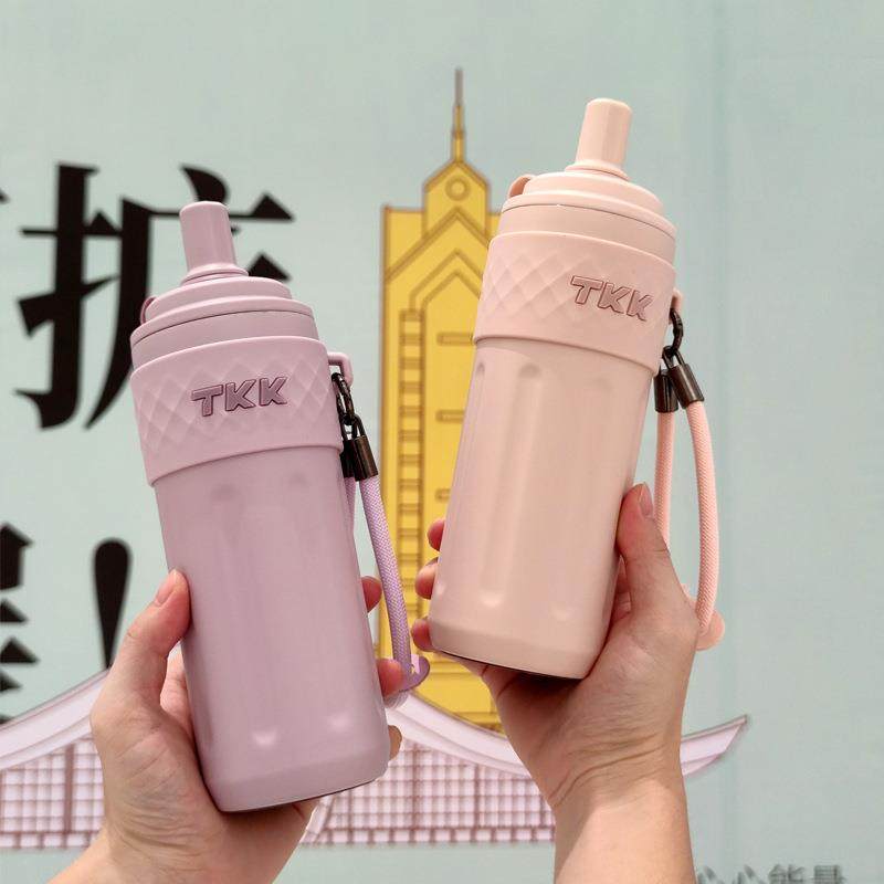 TKK新款316不锈钢吸管杯高颜值女生保温保冷便携随行提绳保温杯
