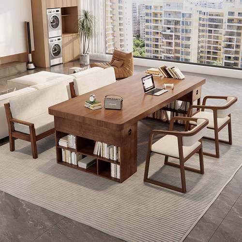 美式客厅大长书桌书房书法桌学习写字长条桌家用实木办公桌工作台