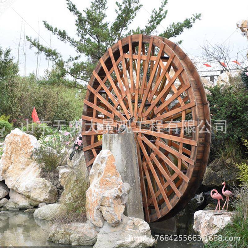 大型仿古景观水车户外景区景点大型钢结构框架动态旋转水车摆件