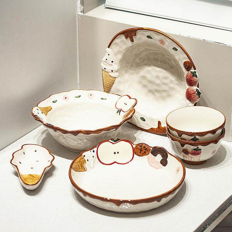 创意可爱碗盘筷勺陶瓷餐具吃饭碗汤碗面碗沙拉碗菜盘子汤盘套装,农用物资,其他肥料,淘宝优惠券,粉丝福利购,淘宝优惠卷
