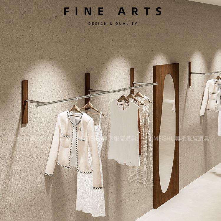 服装店展示架上墙不锈钢女装店货架金属壁挂式衣架童装墙壁挂衣杆