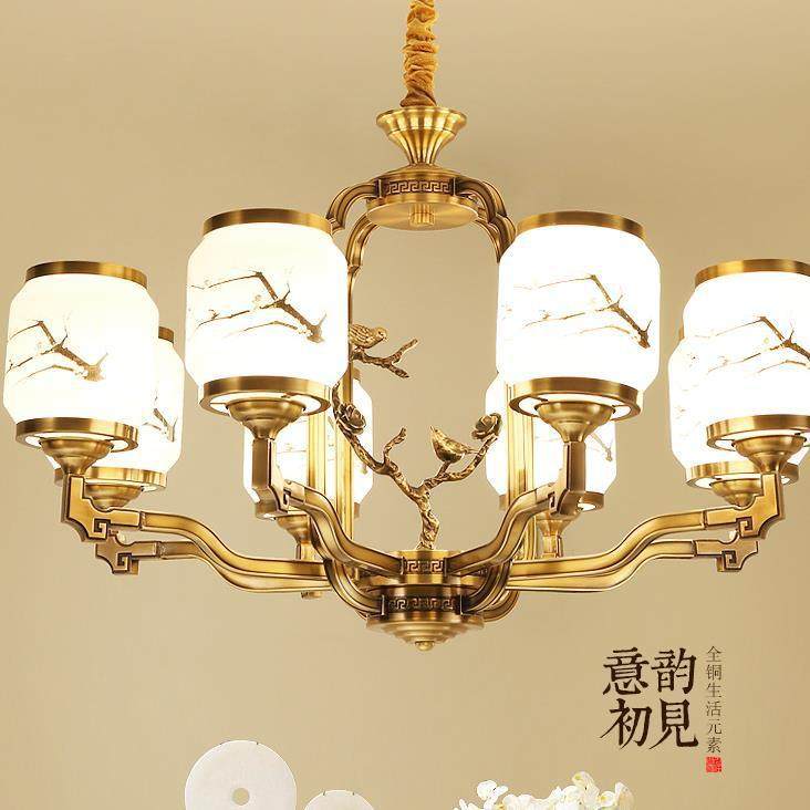 新中式全铜现代客厅灯别墅卧室餐厅设计师中国风茶楼复式楼吊灯