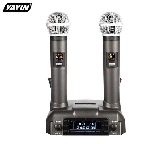 磁力感应充电式无线麦克风一拖二调频话筒家用k歌手持动圈麦声卡