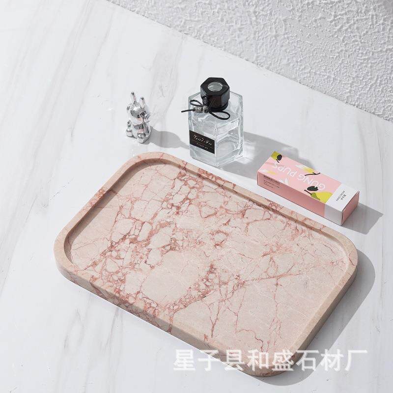 宝格莉大理石托盘粉红色装饰盘首饰珠宝置物玄关钥匙整理酒店摆件