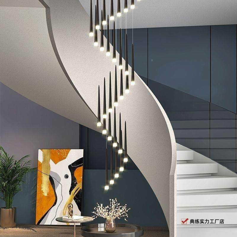 吊灯235墅楼复式楼现代简约公寓旋转LOFT吊灯客别厅楼梯梯间长条,家装灯饰光源,智能吊灯,淘宝优惠券,粉丝福利购,淘宝优惠卷