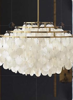 全油光眼谱护贝壳奶灯风天然贝48328壳风铃灯浪漫别墅餐桌民宿卧