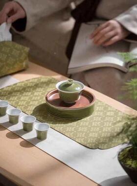 舍知织锦式茶菱纹小席双面桌中布吸水茶道零配长方形多色ERW复古
